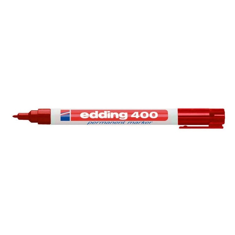 Edding 400 Rotulador Permanente - Punta Redonda - Trazo 1 mm. - Recargable - Secado Rapido - Color Rojo