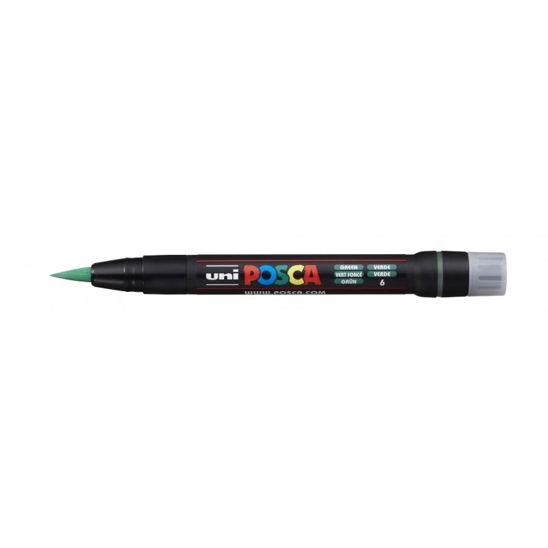 Posca PCF-350 Paint Marker - Brush-Style Acrylic Tip - Water-Based Pigmented Ink - Light Resistant - Non-Permanent - Green