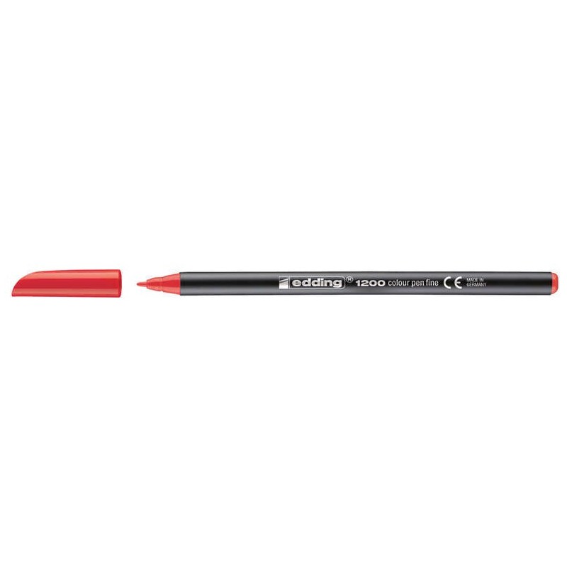 Edding 1200 Marcador - Ponta Redonda - Traço entre 0,5 e 1 mm. - Tinta com Base de Água - Cor Vermelha
