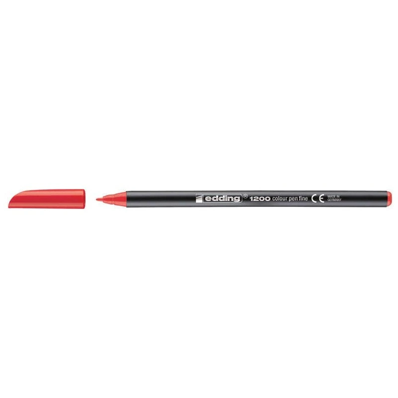 Edding 1200 Rotulador - Punta Redonda - Trazo entre 0.5 y 1 mm. - Tinta con Base de Agua - Color Rojo