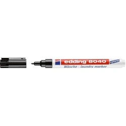 Edding 8040 Permanent Fabric Marker - Round Tip - 1mm Line Width - Cap with Clip - Quick Drying - Black