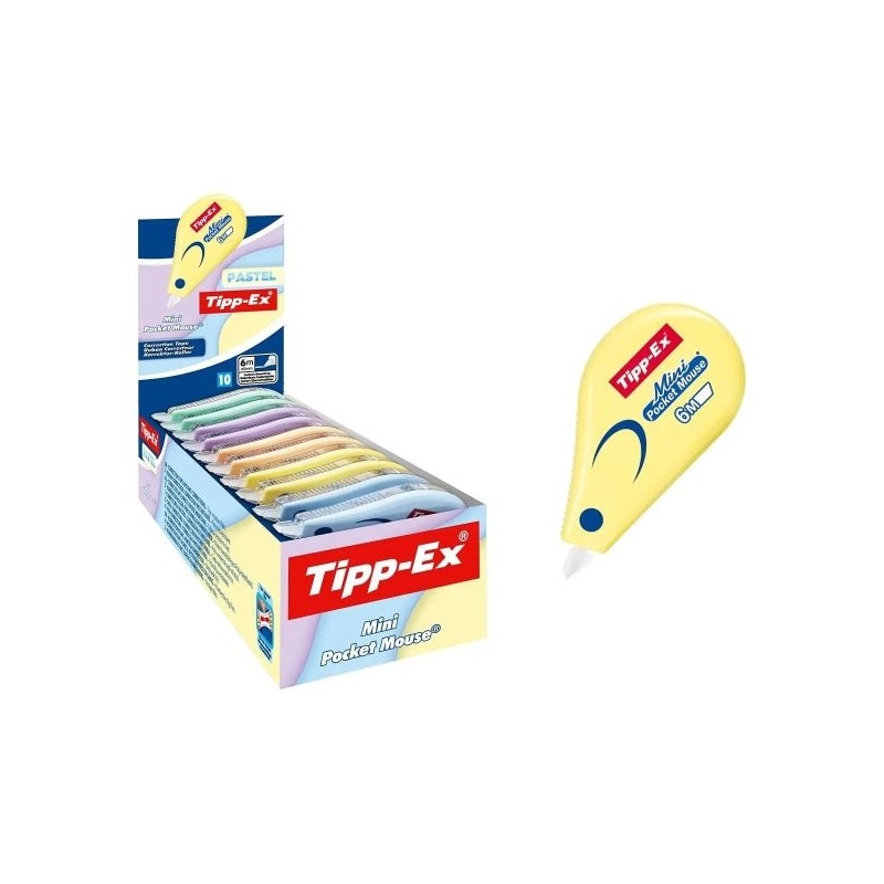 Tipp-Ex Mini Pocket Mouse Pastel Ruban Correcteur 5mm x 6m - Résistant - Écriture Instantanée
