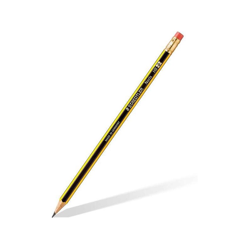 Staedtler Noris 122 Hexagonal Graphite Pencil with Eraser - HB Lead - Break Resistance - PVC and Latex Free
