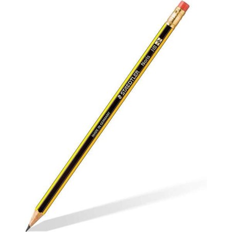Staedtler Noris 122 Lápis de Grafite Hexagonal com Borracha - Mina HB - Resistência à Quebra - Sem PVC nem Látex
