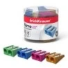 Erichkrause Ferro Color Plus - Double Aluminium Pencil Sharpener - Ergonomic Grip - 8mm and 11mm Diameter - Assorted Colours