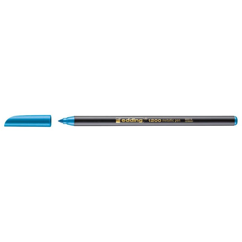 Edding 1200 Marqueur - Pointe Ronde - Trait 1mm - Encre à Base d'Eau - Couleur Bleu Métallisé