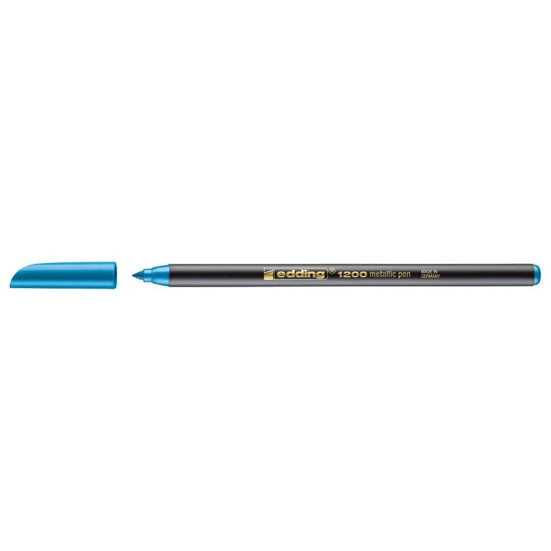 Edding 1200 Rotulador - Punta Redonda - Trazo 1mm - Tinta con Base de Agua - Color Azul Metalizado