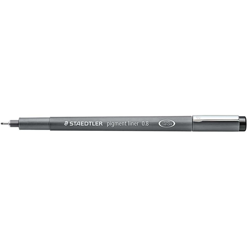 Staedtler Pigment Liner 308 Feutre Calibré - Trait 0.8mm - Séchage Rapide - Couleur Noir