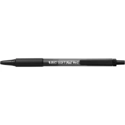 Bic Soft Feel Retractable Ballpoint Pen - 1mm Medium Tip - Translucent Body with Grip - Black
