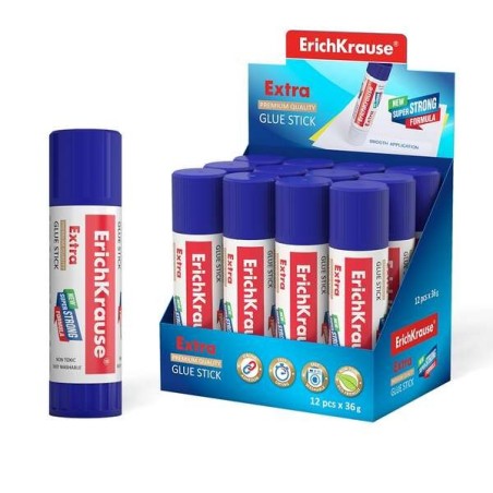 Erichkrause Colle en Bâton Extra 36gr - Formule Super Forte - Consommation Économique - Adhésion Rapide et Fiable - Facile à