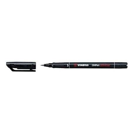 Stabilo OHPen Rotulador Permanente - Punta Superfina - Trazo de 0.4mm - Agarre Antideslizante - Tapon Ventilado - Color Negro