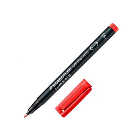 Staedtler Lumocolor 318 Permanent Marker - Fine Round Tip - 0.6mm Line - Cap with Clip - Quick Drying - Red