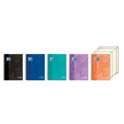 Oxford Europeanbook 4 Cuaderno A5+ Cuadriculado 5x5mm 120 Hojas 90gr - Tapa Superresistente - 4 Bandas de Color - Colores Vivos