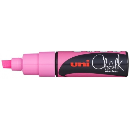 Uni-ball PWE-8K Liquid Chalk Marker - 8mm Chisel Tip - Wet Erase - Resistant to Rain and Outdoor Conditions - Colour Pink