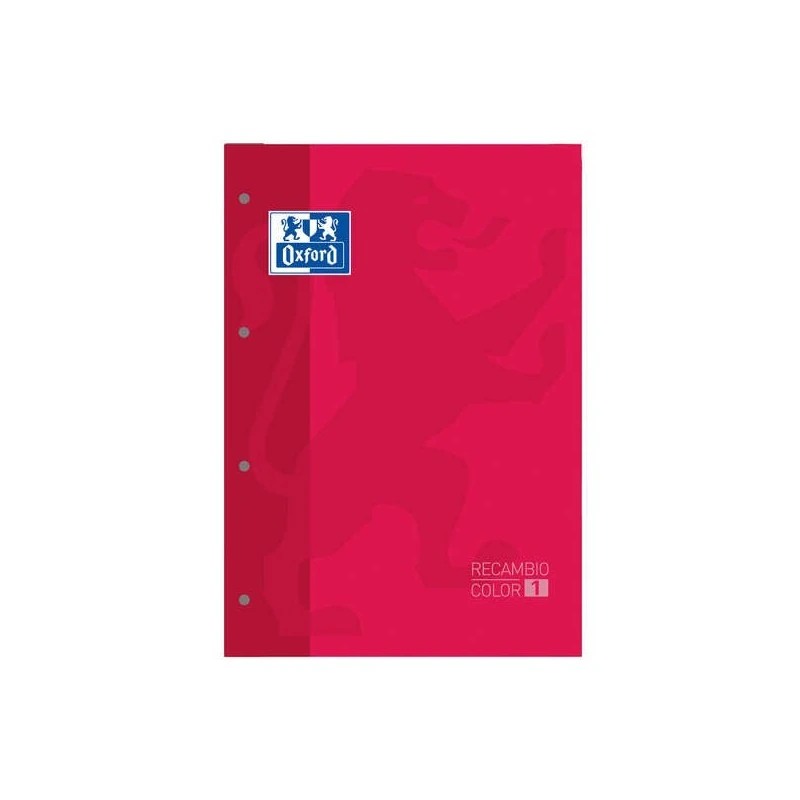 Oxford School Classic Recarga Colada A4 80 Folhas Quadrícula 5x5 - Moldura da Cor da Capa - Capa Cor Vermelha