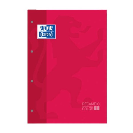 Oxford School Classic Recarga Colada A4 80 Folhas Quadrícula 5x5 - Moldura da Cor da Capa - Capa Cor Vermelha