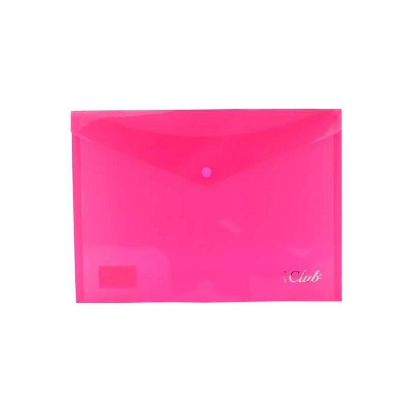 Ingraf A4 Document Envelope - Press Stud Closure - Clear Crystal Polypropylene - Pink