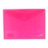 Ingraf A4 Document Envelope - Press Stud Closure - Clear Crystal Polypropylene - Pink