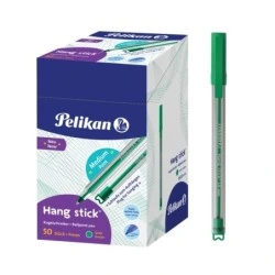 Pelikan Hang Stick Esferográfica de Bola - Traço de 1mm - Tampa Antiasfixia - Corpo Triangular Ergonómico - Gancho - Tinta à