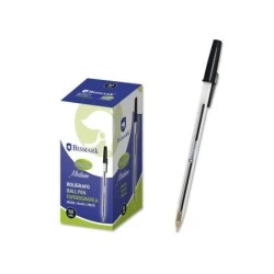 Bismark Ballpoint Pen - Round Tip - Cap and End Plug in the Ink Colour - Black