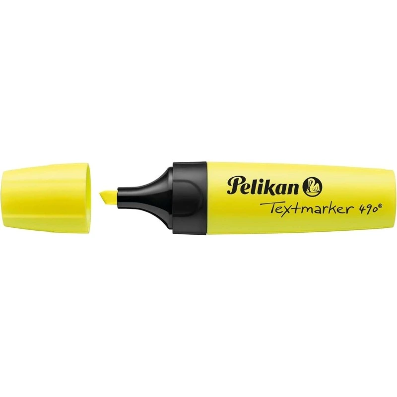 Pelikan Surligneur Textmarker 490 - Base à l'Eau - 3 Largeurs de Trait - Coloris Jaune Fluorescent