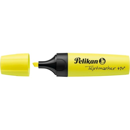 Pelikan Surligneur Textmarker 490 - Base à l'Eau - 3 Largeurs de Trait - Coloris Jaune Fluorescent