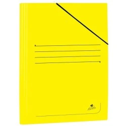 Mariola Laminated Card Folder Folio 500g/m2 - Dimensions 34x25cm - Elastic Band Closure - Yellow Colour