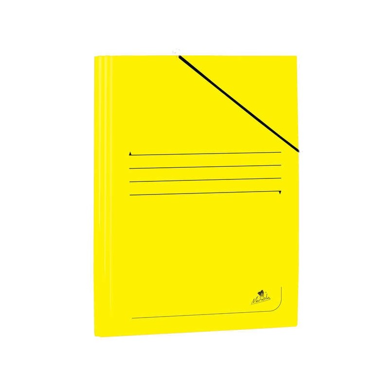 Mariola Pasta de Cartão Plastificado Fólio 500gr/m2 - Medidas 34x25cm - Fecho com Elástico - Cor Amarelo