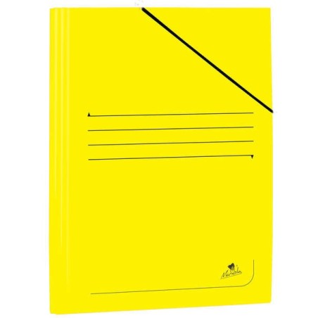 Mariola Pasta de Cartão Plastificado Fólio 500gr/m2 - Medidas 34x25cm - Fecho com Elástico - Cor Amarelo