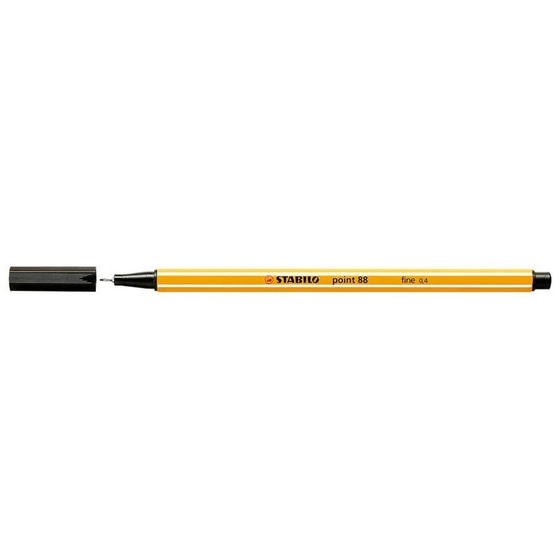 Stabilo Point 88 Rotulador de Punta Fina de Fibra - Trazo de 0.4 mm - Tinta con Base de Agua - Color Negro
