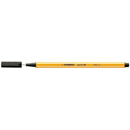 Stabilo Point 88 Marcador de Ponta Fina de Fibra - Traço de 0.4 mm - Tinta à Base de Água - Cor Preto