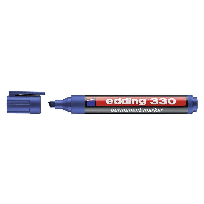 Edding 330 Rotulador Permanente - Punta Biselada - Trazo entre 1 y 5 mm. - Tinta casi Inodora - Capuchon con Clip - Secado