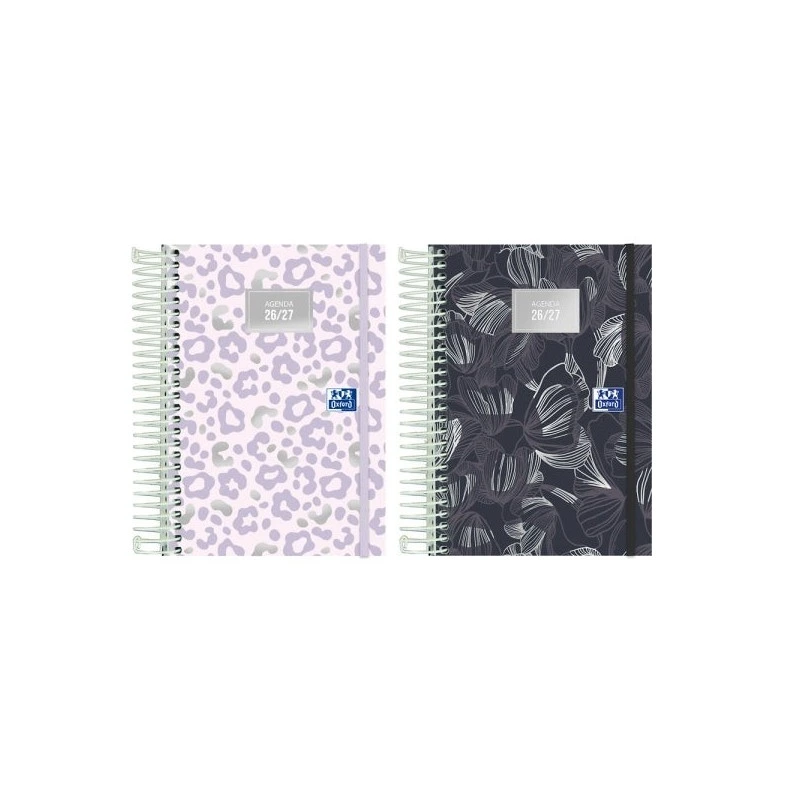 Oxford Dream Tech Spiral-Bound School Diary - Spanish - Extra-Hard Cover - Octavo Format - Day Per Page - Assorted Colours