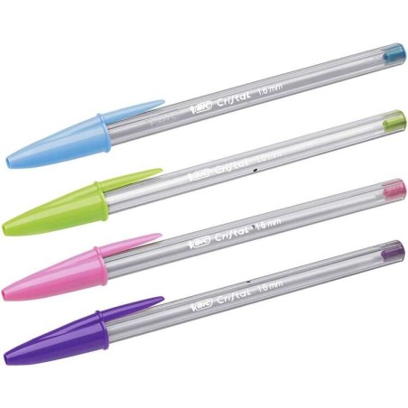 Bic Cristal Fun Ballpoint Pen - 1.6mm Round Point - 0.42mm Line Width - Oil-Based Ink - Assorted Colours