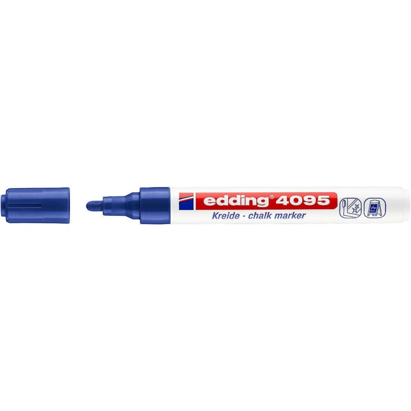 Edding 4095 Liquid Chalk Marker - Bullet Tip - Line Width between 2 and 3mm - Neutral Odour - Blue