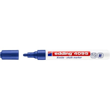 Edding 4095 Liquid Chalk Marker - Bullet Tip - Line Width between 2 and 3mm - Neutral Odour - Blue
