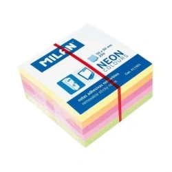 Milan Bloco de 250 Notas Adesivas Néon Mini - Removíveis - Medidas 50mm x 50mm - Cores Sortidas