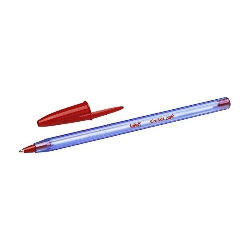 Bic Cristal Soft Esferográficas - Ponta Média de 1,2mm - Traço 0,45mm - Escrita mais Fluida - Cor Vermelha