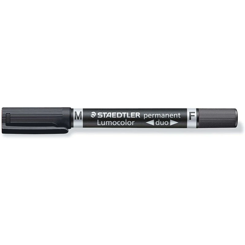 Staedtler Lumocolor 348 Marqueur Permanent à Double Pointe M et F - Séchage Rapide - Couleur Noir