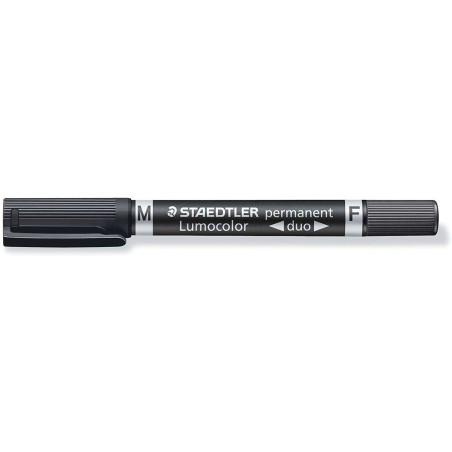 Staedtler Lumocolor 348 Marqueur Permanent à Double Pointe M et F - Séchage Rapide - Couleur Noir