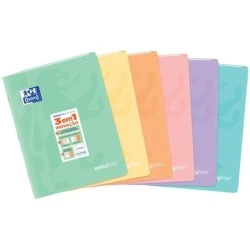 Oxford Easybook A4 Stapled Notebook A4 Size 1 Line Ruling - 48 Sheets with Margin - Sturdy Plastic Cover - Assorted Pastel