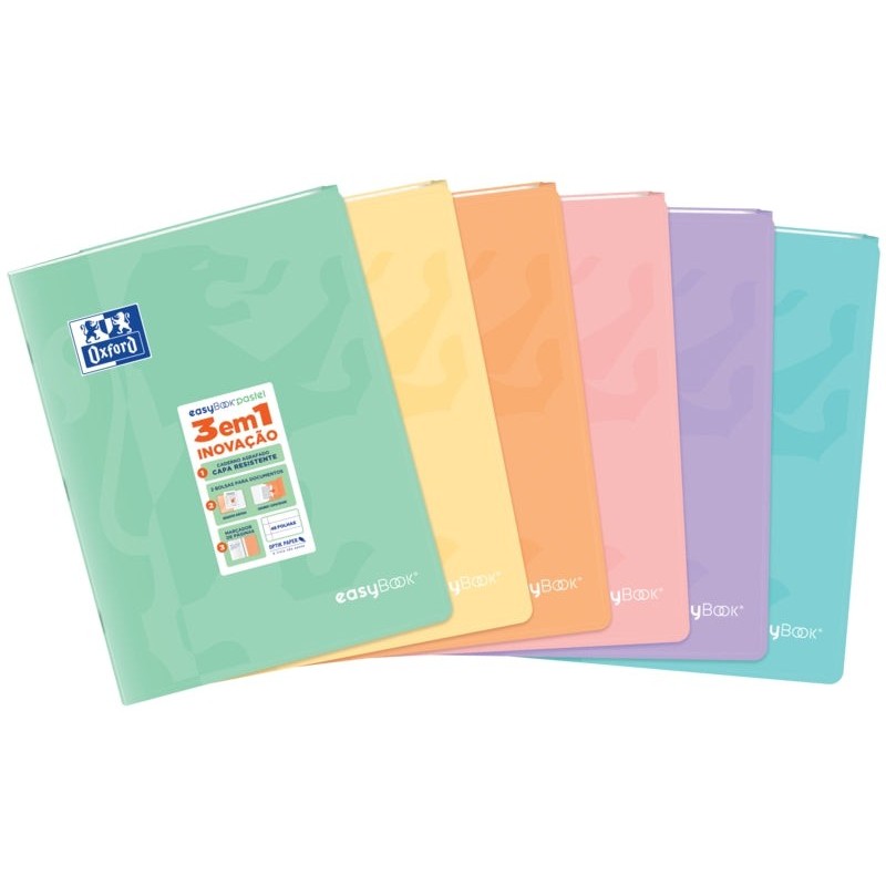 Oxford Easybook A4 Libreta Grapada Tamaño A4 Pauta 1 Linea - 48 Hojas con Margen - Tapa de Plastico Resistente - Colores Pastel