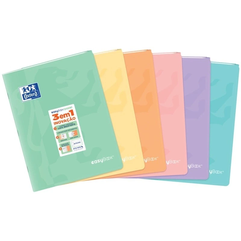 Oxford Easybook A4 Libreta Grapada Tamaño A4 Pauta 1 Linea - 48 Hojas con Margen - Tapa de Plastico Resistente - Colores Pastel