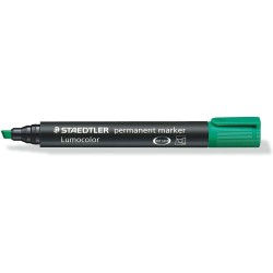 Staedtler Lumocolor 350 Permanent Marker - Chisel Tip approx. 2-5mm - Alcohol-Based Ink - Quick Drying - Colour Green