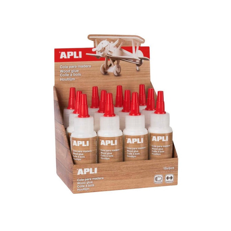 Apli Frasco de Cola para Madeira 80ml - Aplicador de Precisão Incluído - Grande Poder de Adesão - Transparente ao Secar - Sem