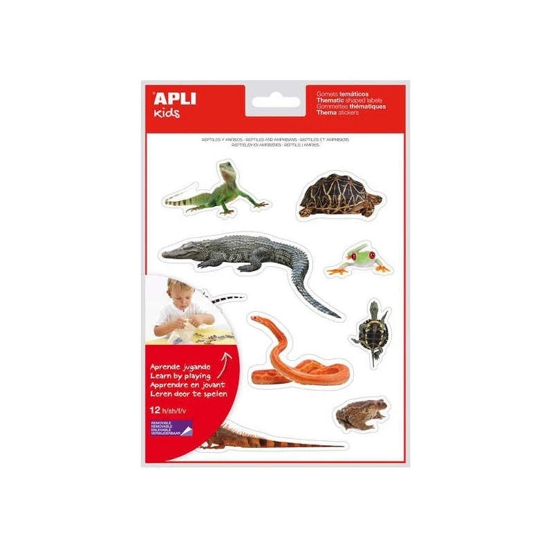 Apli Realistic Themed Reptile and Amphibian Stickers - 120 Stickers - Realistic Images for Matching Animals - Removable