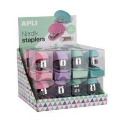 Apli Nordik Collection Small Stapler - No.22/6-24/6 Staples - Each Stapler Includes 1,000 Staples - Assorted Colours