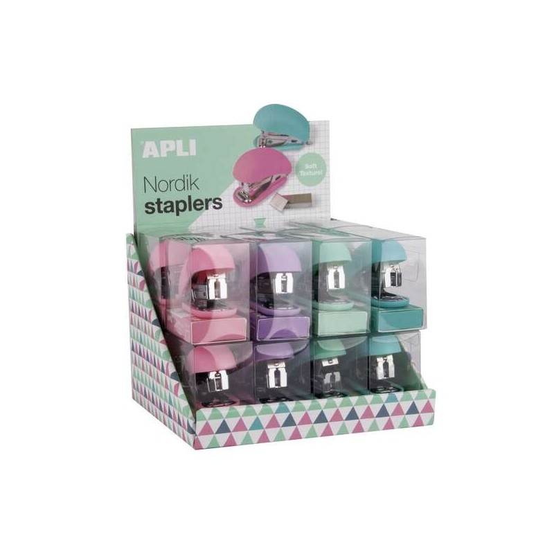 Apli Nordik Collection Agrafador Pequeno - Agrafos Nº22/6-24/6 - Cada Agrafador Inclui 1.000 Agrafos - Cores Sortidas