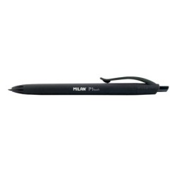 Milan P1 Touch Retractable Ballpoint Pen - 1mm Round Tip - Oil-Based Ink - Smooth Writing - 1,200m Writing Length - Colour Black
