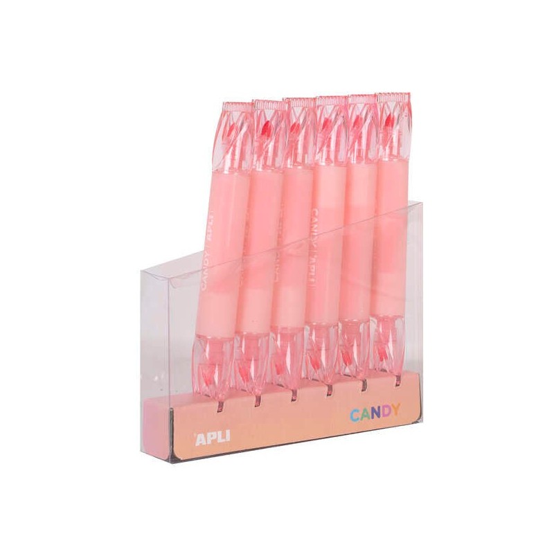 Apli Caramelo Marcador Doble Punta 5mm Plana y 2mm Redonda - Ideal para Agendas, Libretas y Calendarios - Color Rosa